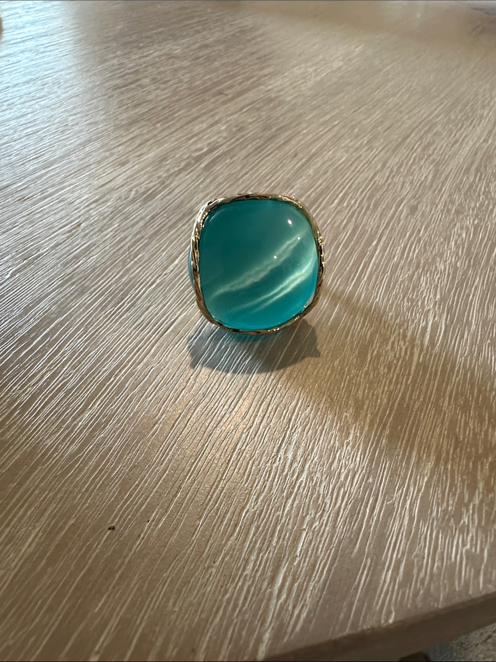 Source Unknown Gold-Trim Teal Ring